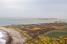 Im Hintergrund: Die Helgol&auml;nder D&uuml;ne 